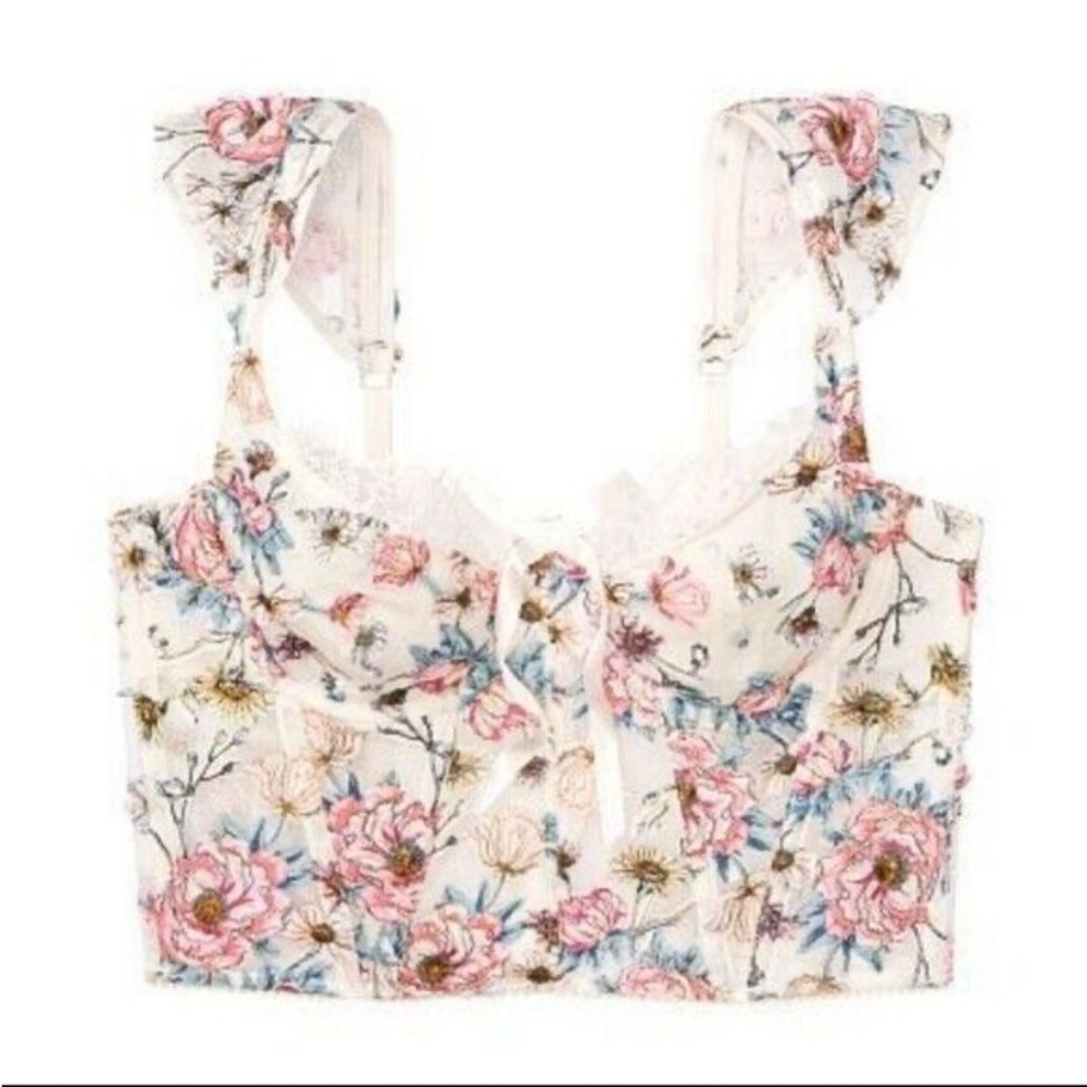 Dream Angels Unlined Bra Top Coconut White Embroidery Victoria's Secret